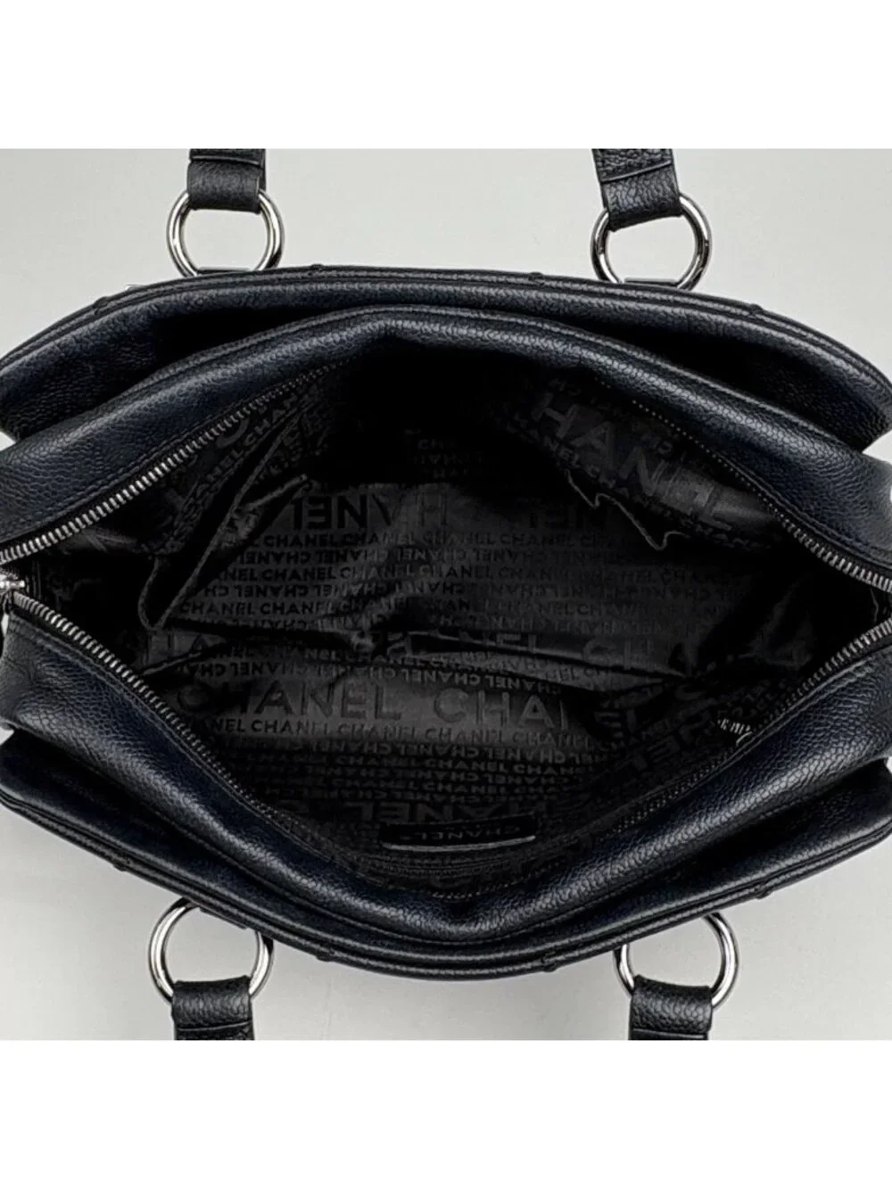 Chanel Handbag Choco Bar Caviar Leather Black